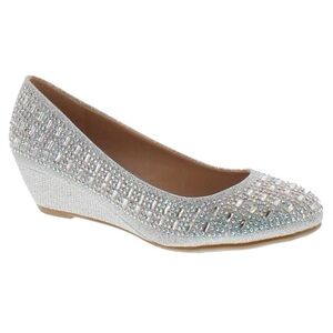 Elegant Silver Wedge Shoes, 8.5